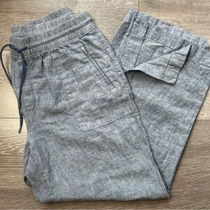 Athleta 100% Linen Wide Leg Retreat Pants – Blue Chambray – Size 14